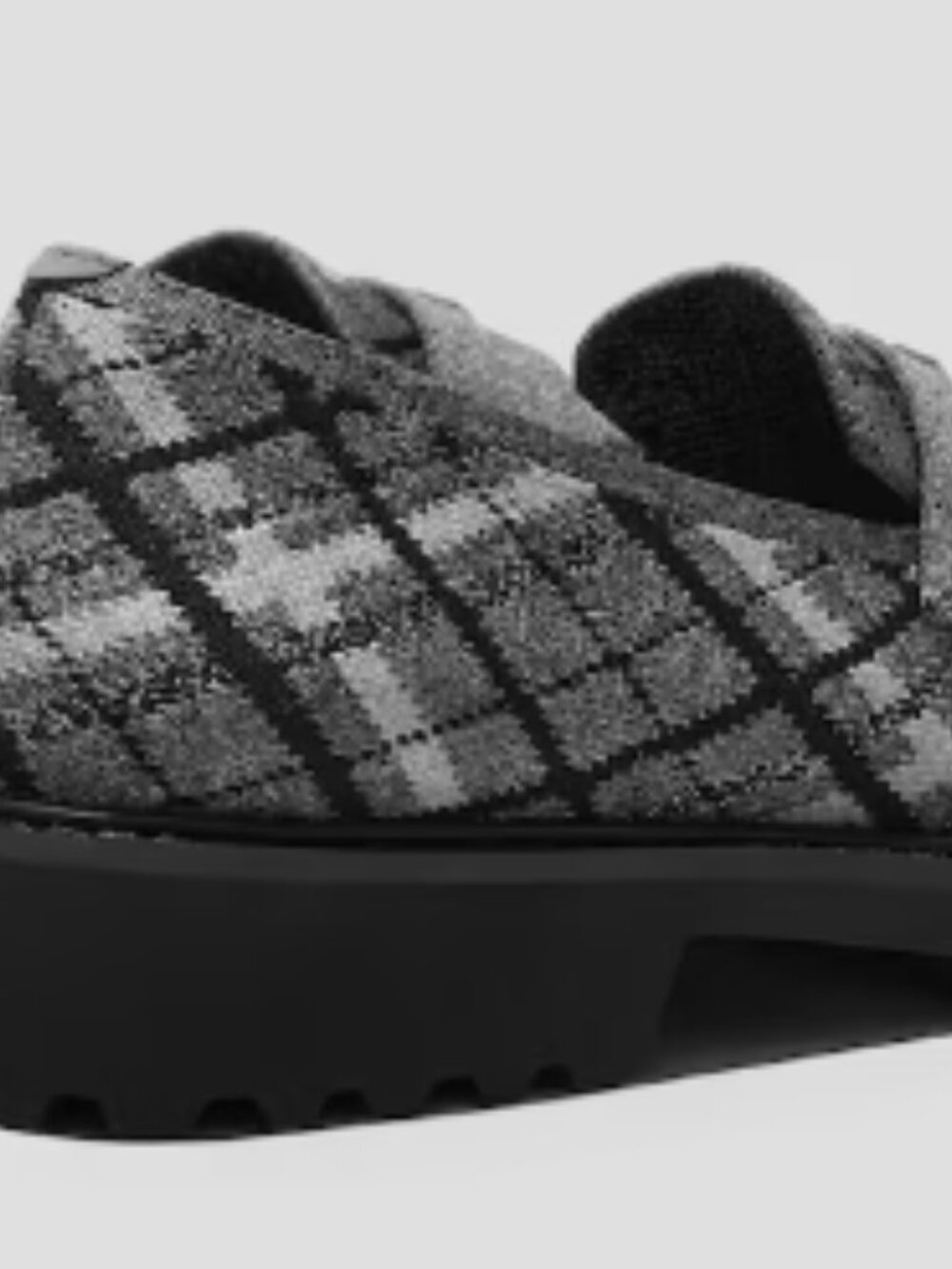 Vivaia Francesca Platform Chunky Heel Loafers Black Size 9.5 Rich Grey Plaid - Picture 5 of 5